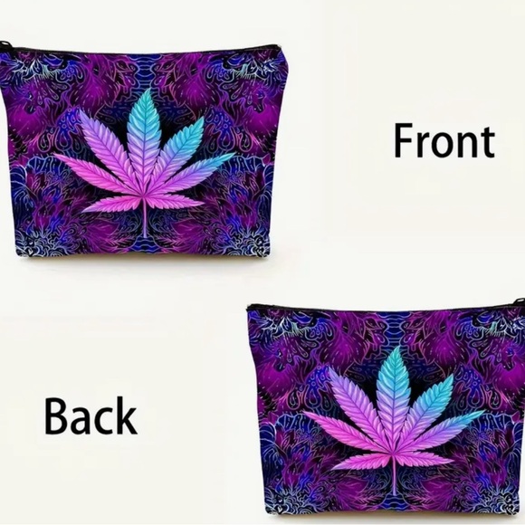 NWT-Leaf Design Makeup Case/Travel Bag - Picture 3 of 6